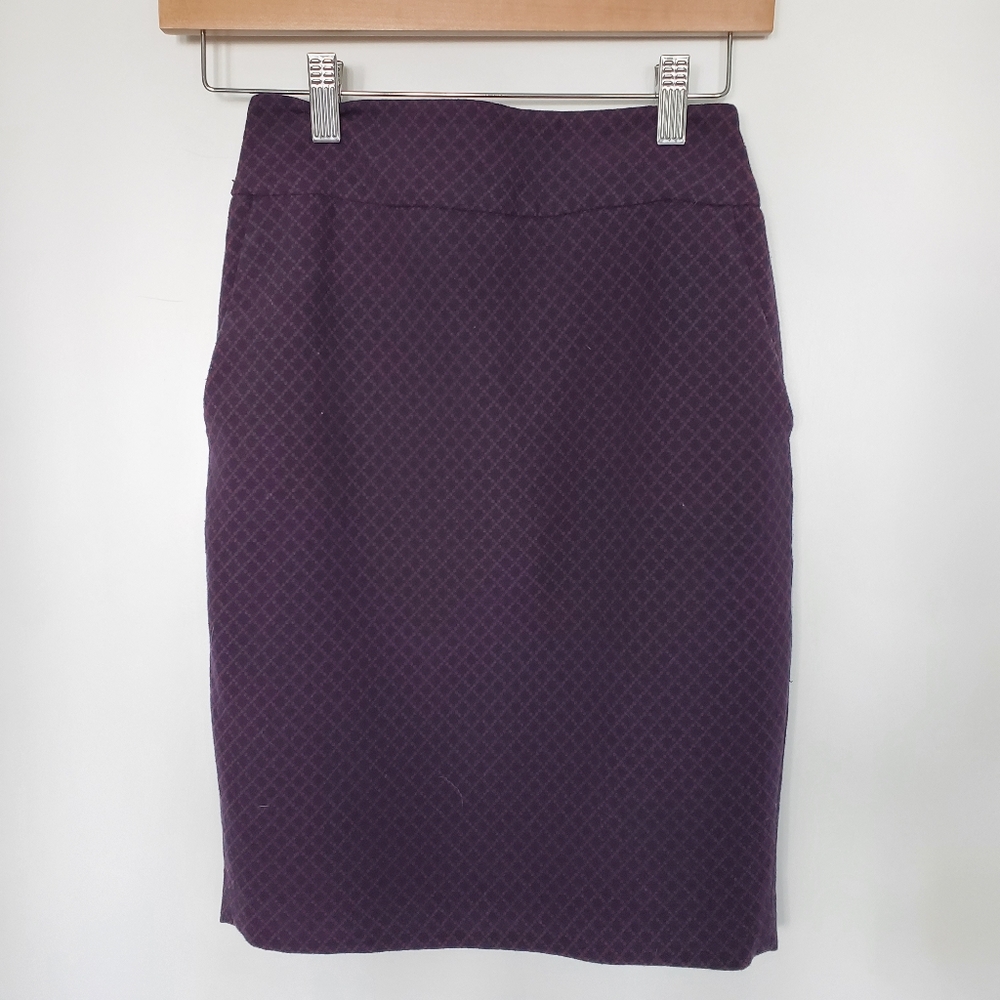 Express Purple Diamond Pencil Skirt with Pockets